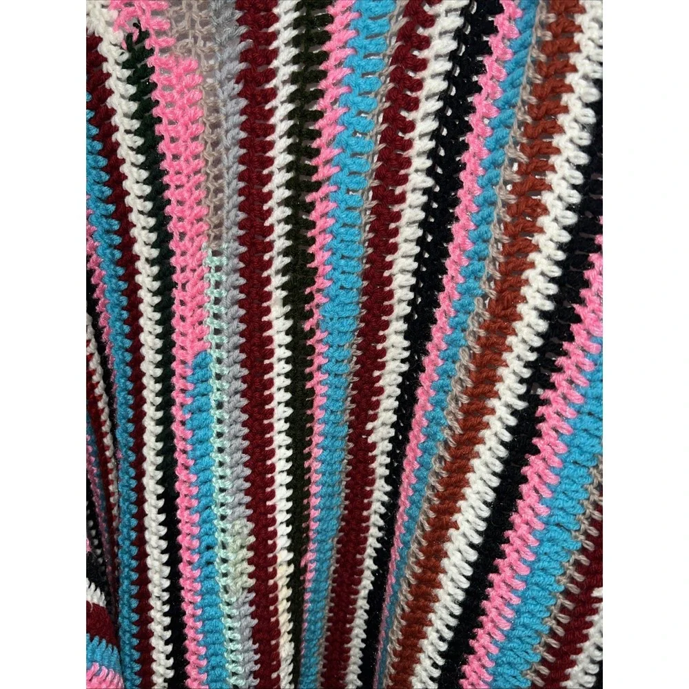 NEW HANDMADE crocheted afghan blanket throw46x41Multicolor Beautiful New GIFT‎